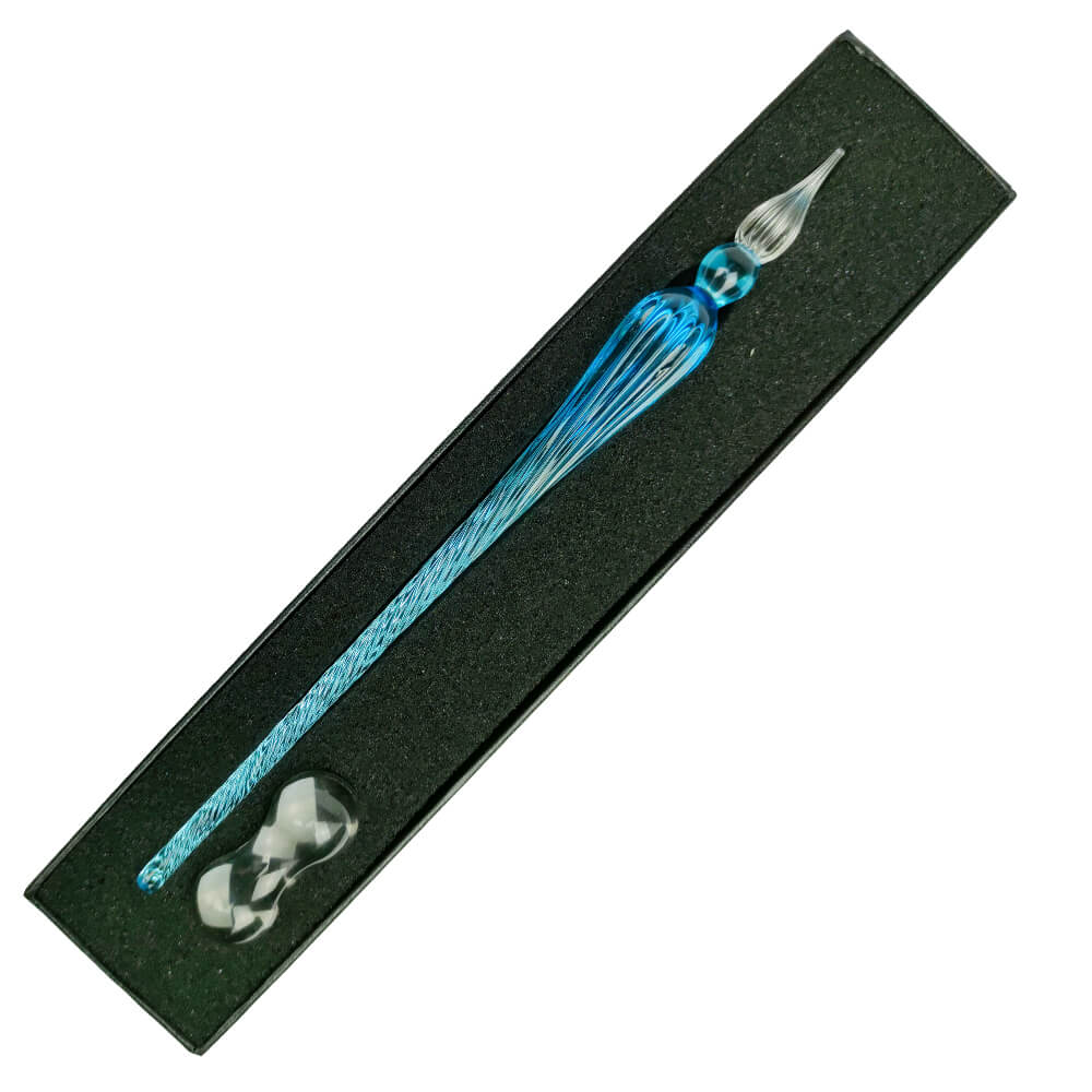Pena de Vidro Para Caligrafia Azul