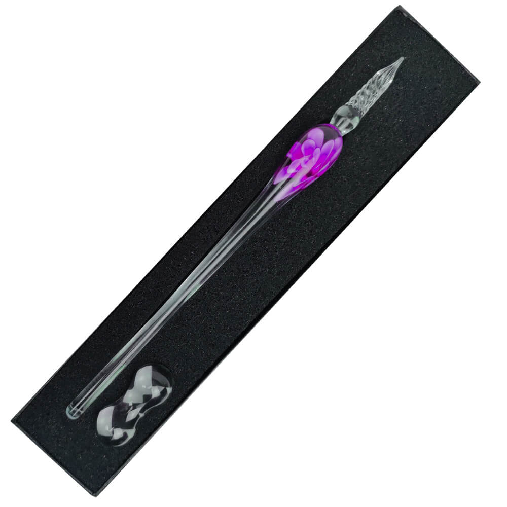 Pena de Vidro Para Caligrafia Floral Violeta