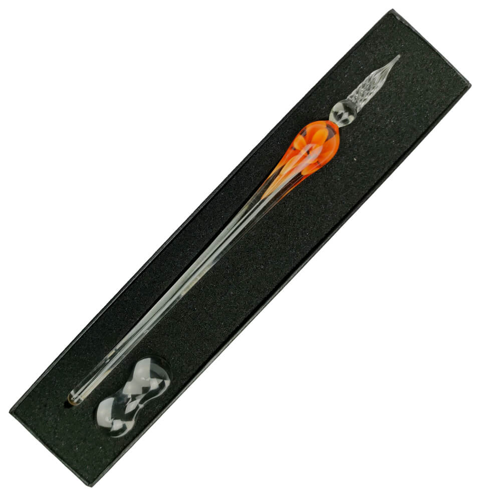 Pena de Vidro Para Caligrafia Floral Vermelha