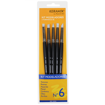 Pincel Modelador de Silicone N° 06 Keramik 05 Peças