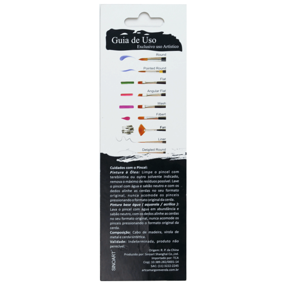 Pincel Chato Artist Curto Sinoart 18