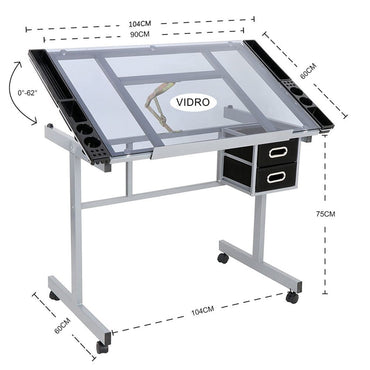 Mesa Para Desenho em Vidro Sinoart Glass