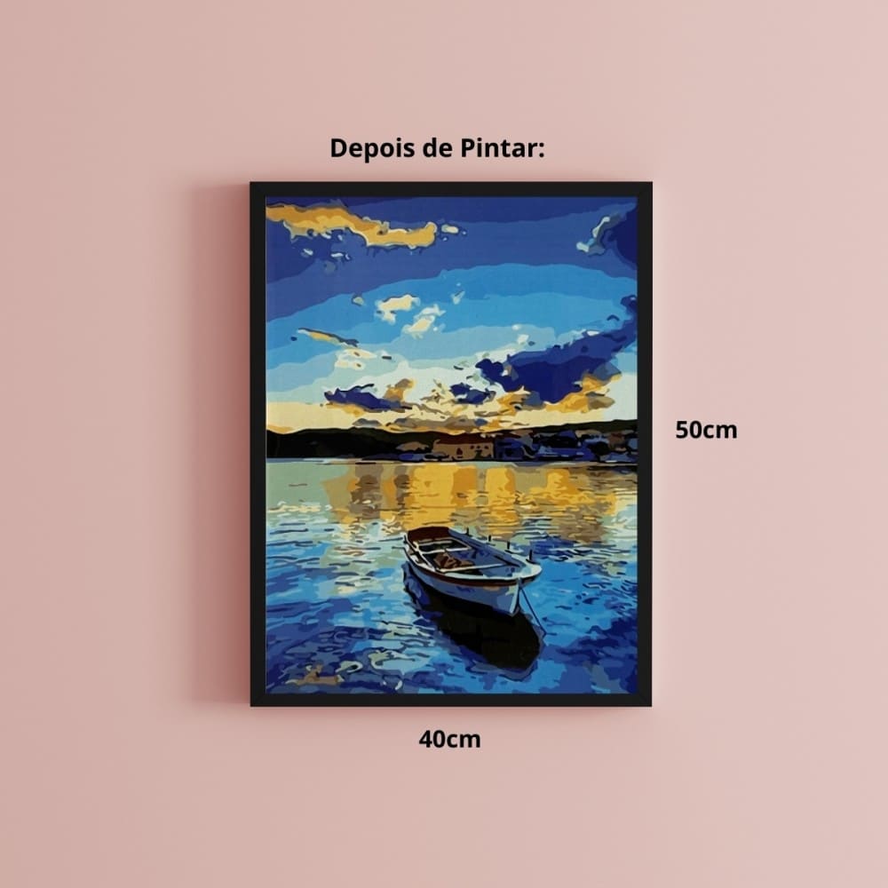 conjunto pintura numerada arte terapia 40x50cm céu azul
