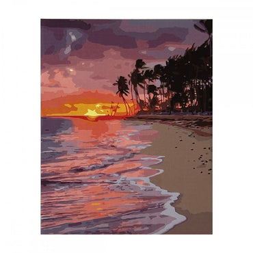 conjunto pintura numerada arte terapia 40x50cm pôr do sol