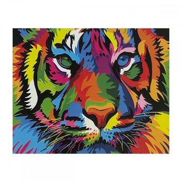 conjunto pintura numerada arte terapia 40x50cm tigre colorido