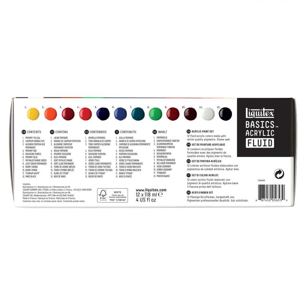Tinta Acrílica Liquitex Basics Fluída 118ml 12 Cores