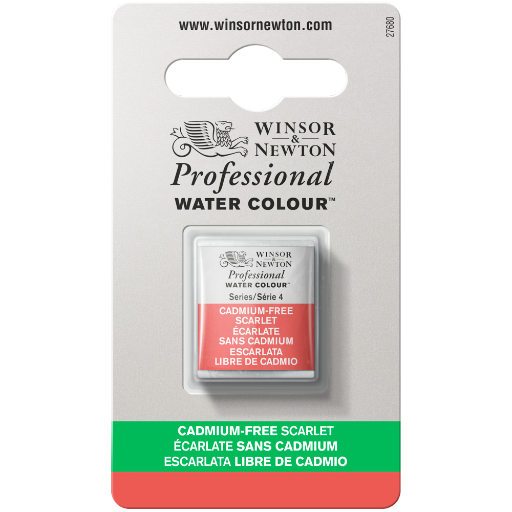 Tinta Aquarela Profissional Winsor & Newton Pastilha S4 903 Cadmium-Free Scarlet