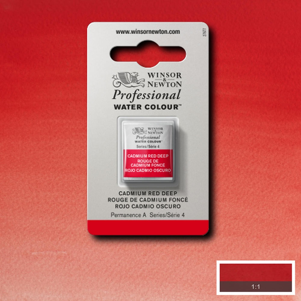 Tinta Aquarela Profissional Winsor & Newton Pastilha S4 097 Cadmium Red Deep