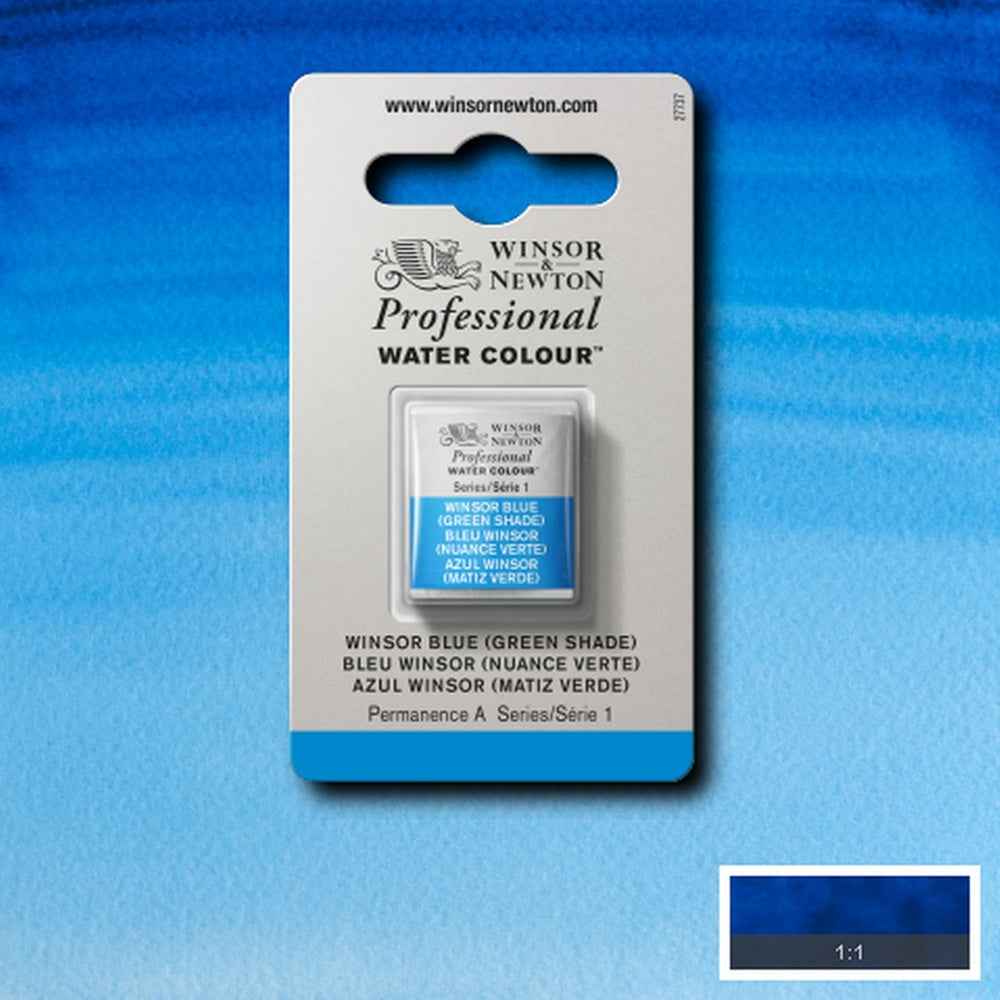 Tinta Aquarela Profissional Winsor & Newton Pastilha S1 707 Winsor Blue (Green Shade)