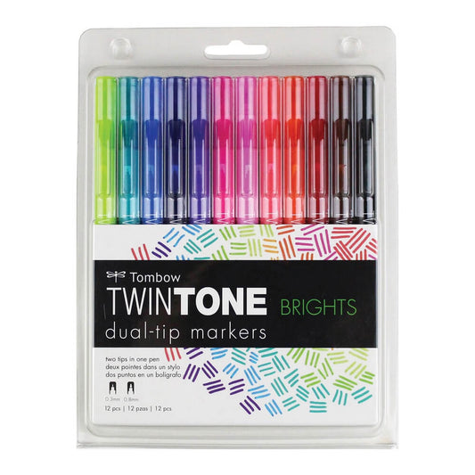 Marcadores Twintone Tombow 12 Cores Vibrantes