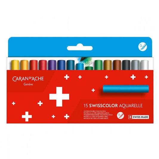 Pastel Aquarelável Wax Swisscolor Caran d’Ache 15 Cores