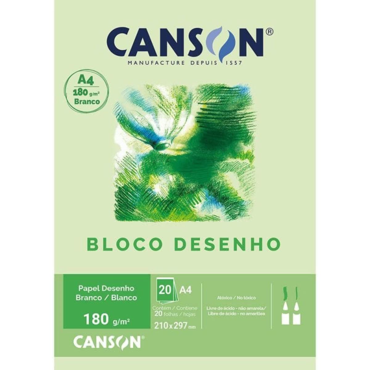 Bloco de Papel Para Desenho Estudante Canson 180g/m² A4 Branco