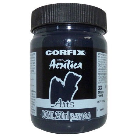 Tinta Acrílica Fosca Corfix Arts 250ml  33 Gris de Payne G1