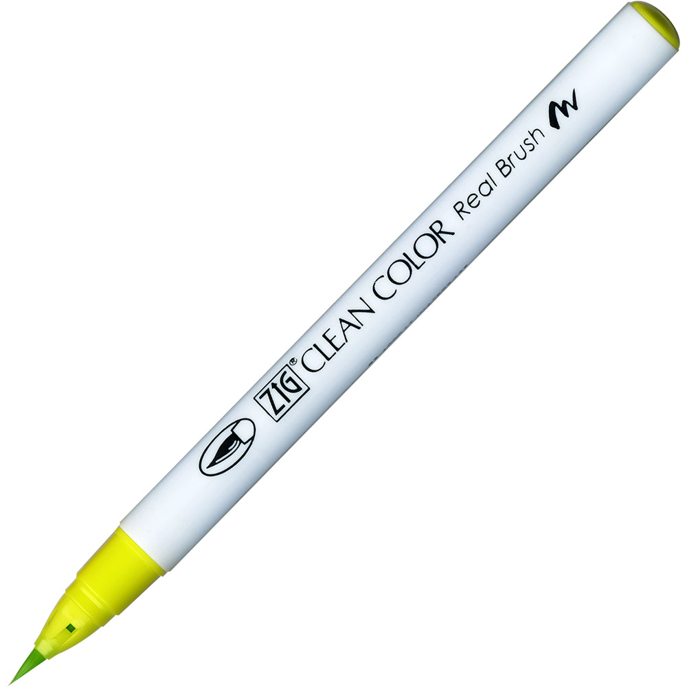 Caneta Pincel Kuretake Zig Clean Color Real Brush Yellow Green 053