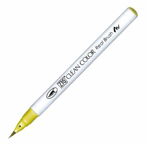 Caneta Pincel Kuretake Zig Clean Color Real Brush Smoky Yellow 056