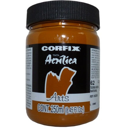 Tinta Acrílica Fosca Corfix Arts 250ml  62 Terra Siena Natural G