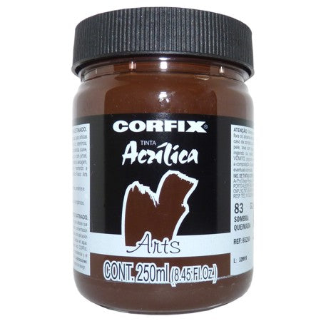 Tinta Acrílica Fosca Corfix Arts 250ml  83 Sombra Queimada G2