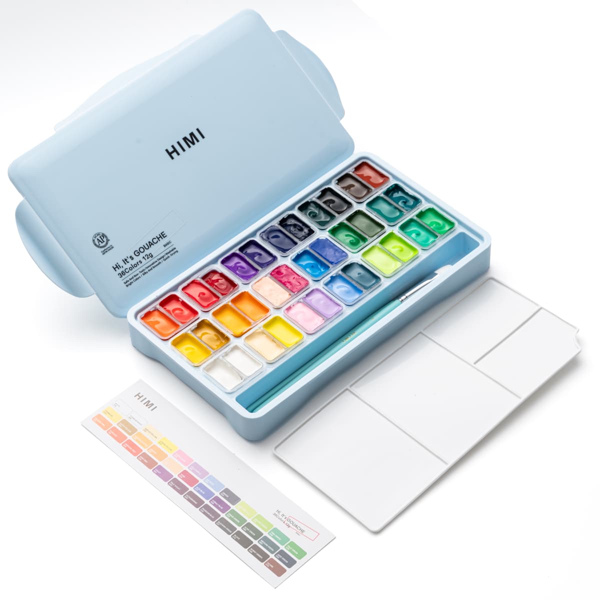 Tinta Guache Profissional Himi 36 Cores + 3 Pincéis