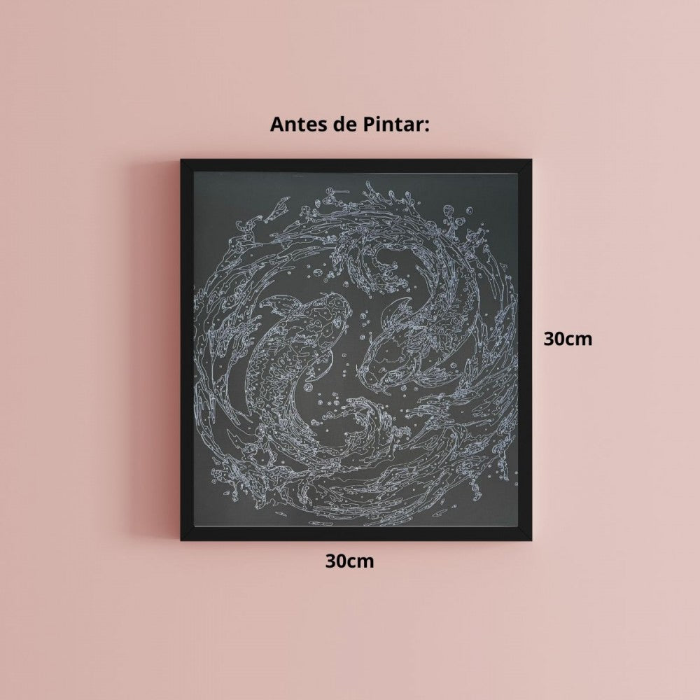 Conjunto Pintura Numerada Arte Terapia 30X30cm Carpas Coloridas