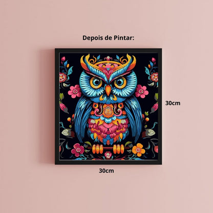 Conjunto Pintura Numerada Arte Terapia 30X30cm Coruja