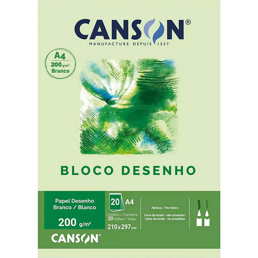 Bloco de Papel Para Desenho Canson 200g/m² A4 Branco