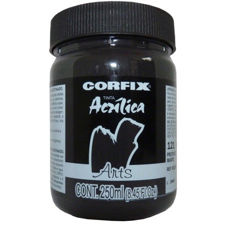 Tinta Acrílica Fosca Corfix Arts 250ml 121 Preto de Marte G1
