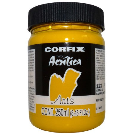 Tinta Acrílica Fosca Corfix Arts 250ml 123 Amarelo Cádmio (IMIT)