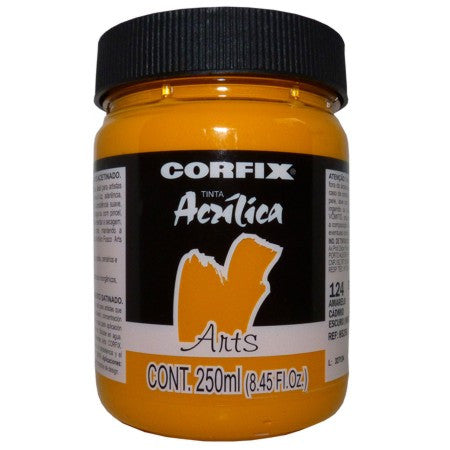 Tinta Acrílica Fosca Corfix Arts 250ml 124 Amarelo Cádmio Escuro