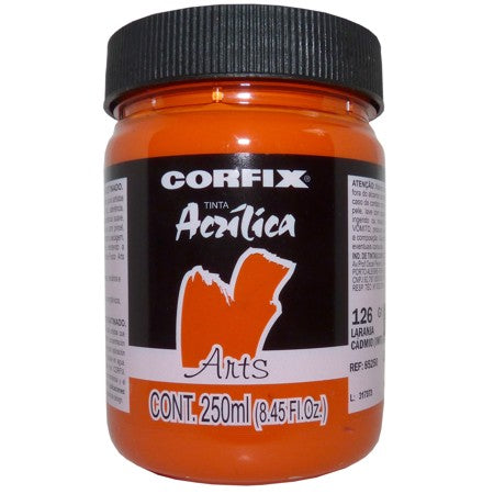 Tinta Acrílica Fosca Corfix Arts 250ml 126 Laranja Cádmio (IMIT)
