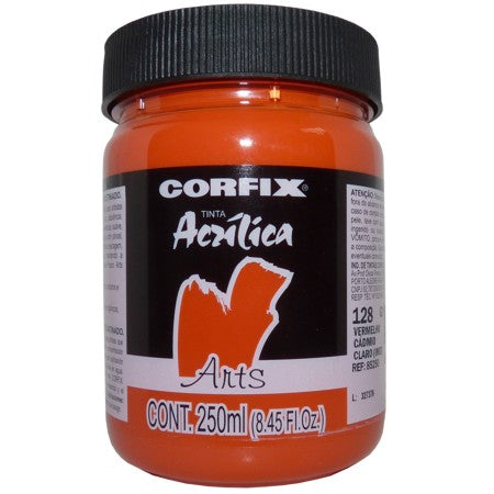Tinta Acrílica Fosca Corfix Arts 250ml 128 Vermelho Cádmio Claro