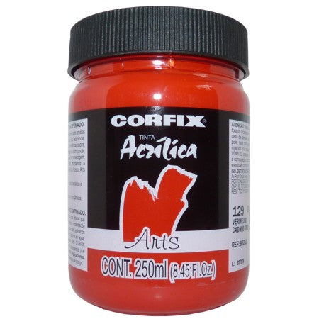 Tinta Acrílica Fosca Corfix Arts 250ml 129 Vermelho Cádmio (IMIT