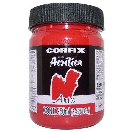Tinta Acrílica Fosca Corfix Arts 250ml 130 Vermelho Cádmio Escur