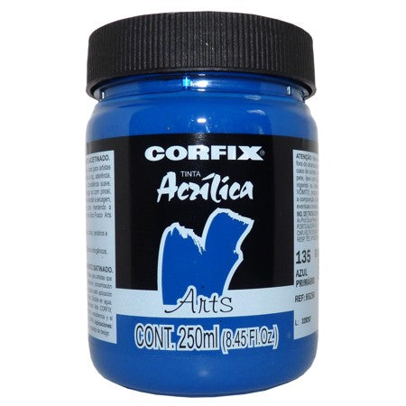 Tinta Acrílica Fosca Corfix Arts 250ml 135 Azul Primário G1