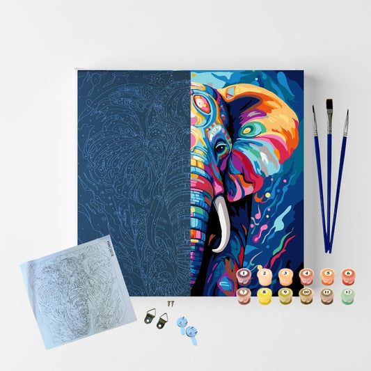 Conjunto Pintura Numerada Arte Terapia 30X30cm Elefante
