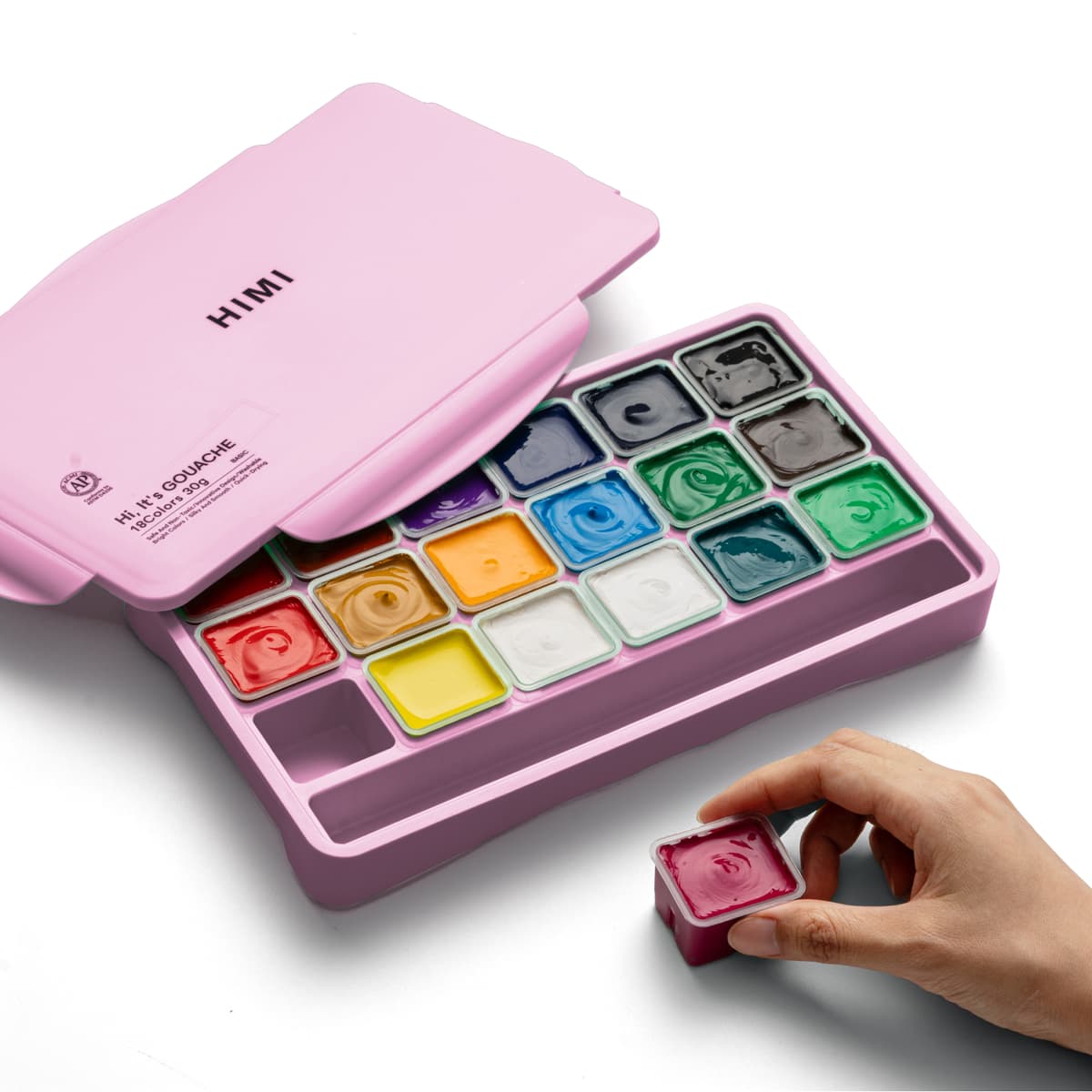 Tinta Guache Profissional Himi 18 Cores Estojo Rosa