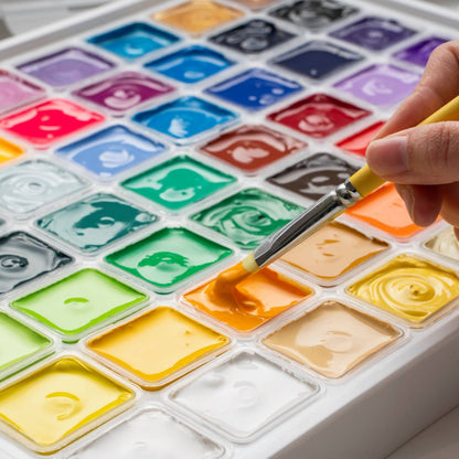 Estojo Branco C/ Tinta Guache Profissional Himi 56 Cores (Tradicionais/Metálicas/Neon)
