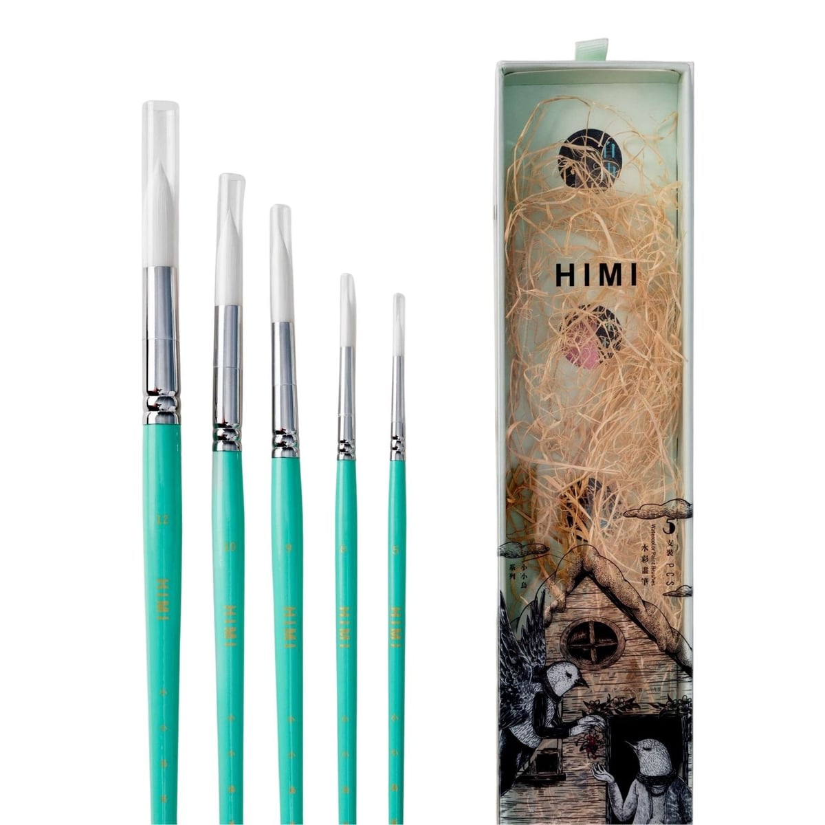 Kit De Pincéis Verde Himi Para Guache 5 Unidades