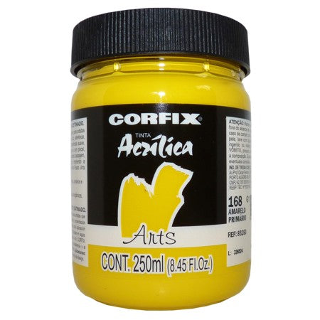 Tinta Acrílica Fosca Corfix Arts 250ml 168 Amarelo Primário G1