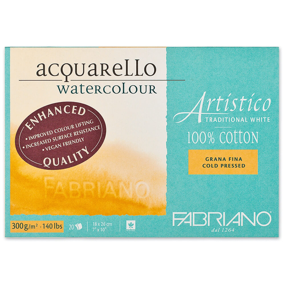 Bloco de Papel Para Aquarela Acquarello Fabriano Vegan GF 300g/m² 18x26cm