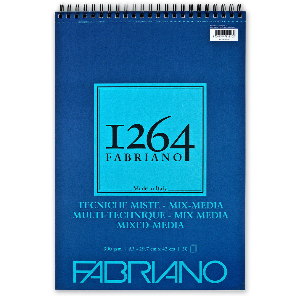 Bloco de Papel Fabriano 1264 Mixed Media 300g/m² A3 30 Folhas