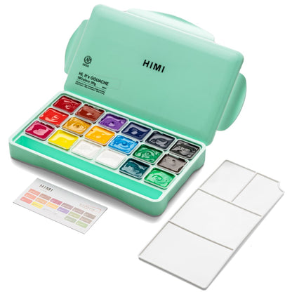 Tinta Guache Profissional Himi 18 Cores Estojo Verde