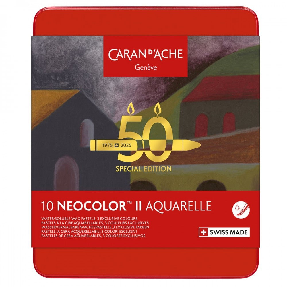 Giz Aquarelável Neocolor II Caran d’ Ache 10 Cores Edição 50 Anos Dark