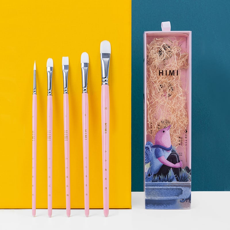 Kit De Pincéis Rosa Himi Para Guache 5 Unidades