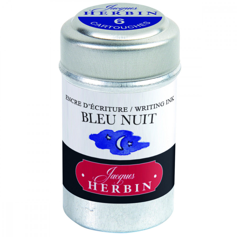 Cartucho Para Caneta Tinteiro Herbin Bleu Nuit 6 Unidades