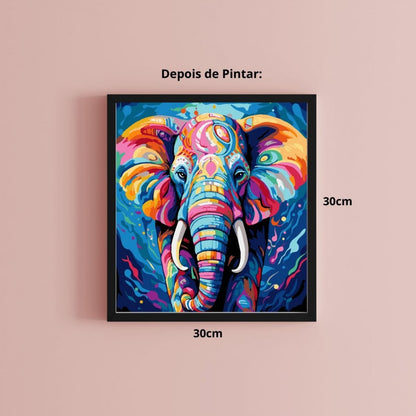 Conjunto Pintura Numerada Arte Terapia 30X30cm Elefante