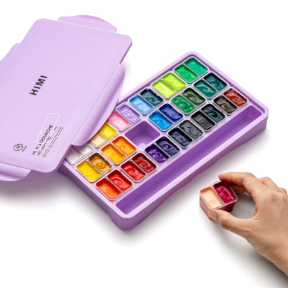 Tinta Guache Profissional Himi 36 Cores Estojo Roxo
