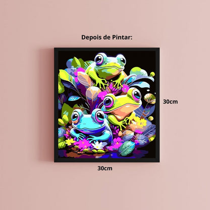Conjunto Pintura Numerada Arte Terapia 30X30cm Frogs