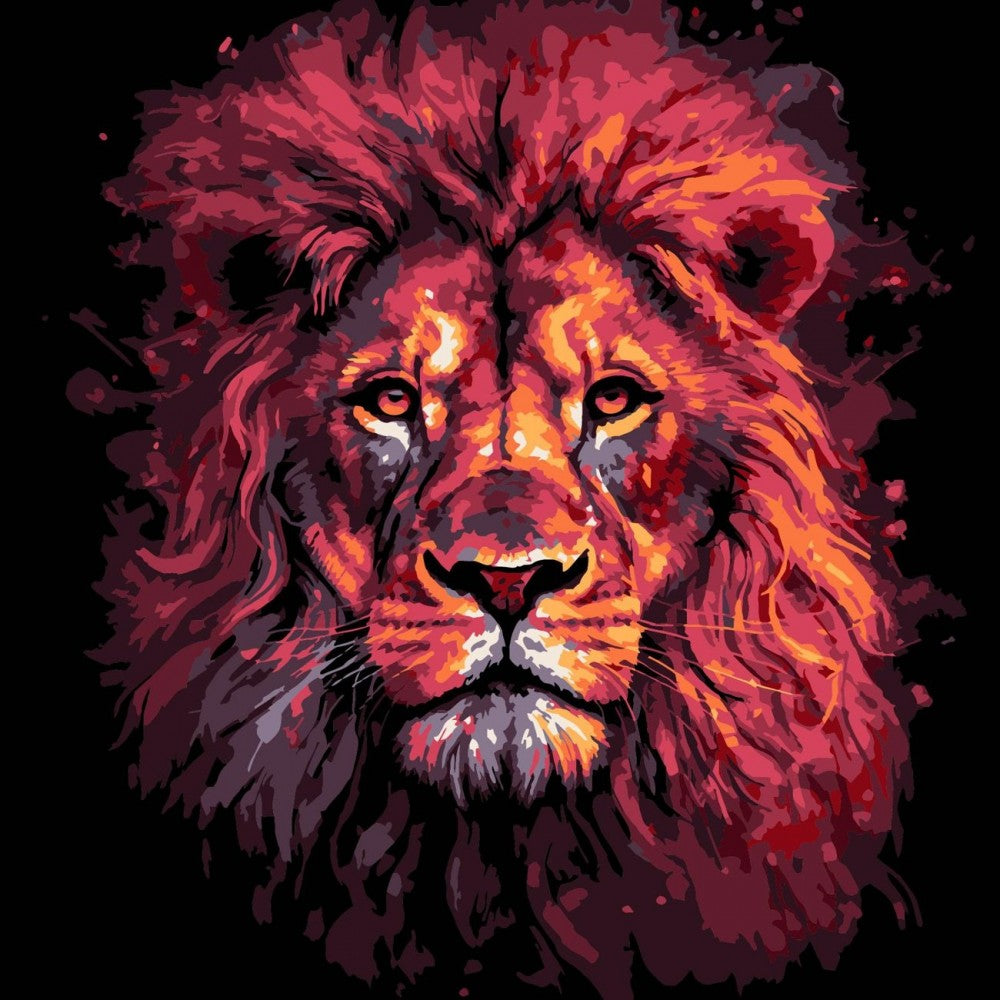 Conjunto Pintura Numerada Arte Terapia 30X30cm Leão