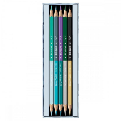 Lápis Caran d'Ache Bicolor C/9 + Pincel Edição Especial Alpine Frost