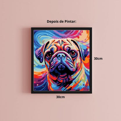 Conjunto Pintura Numerada Arte Terapia 30X30cm Buldogue Francês